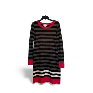 JESSICA H. | Striped Black and Pink Sweater Dress